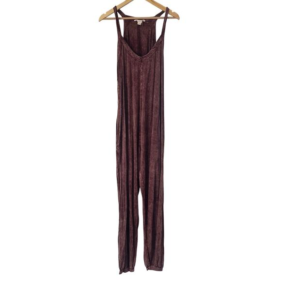 Indigo Thread Co. Pants - Indigo Thread Co Jumpsuit Womens L Mauve Mineral Wash Harem Boho Wide Leg USA